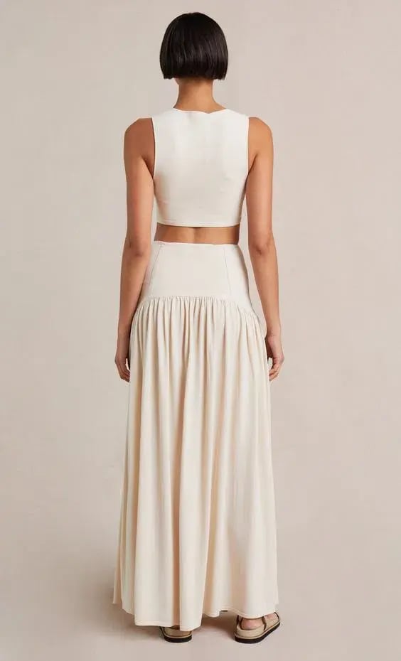 Bec & Bridge Amalia Knit Twist Top Size 6 and Maxi Skirt Size 8 Set Cream photo 4