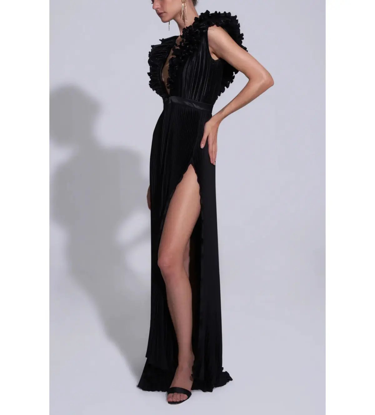 L'ldee Tuileries Split Gown in Noir Size 12 photo 3