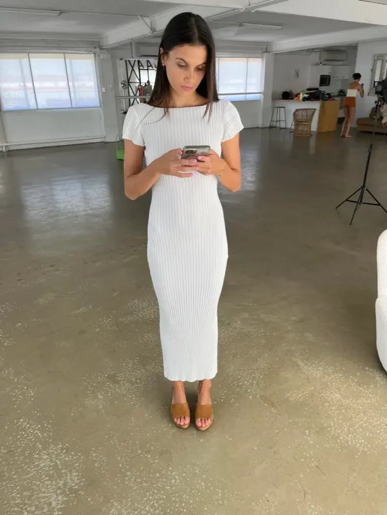 Bec & Bridge Millie Knit Midi Dress White Size 6 photo 7