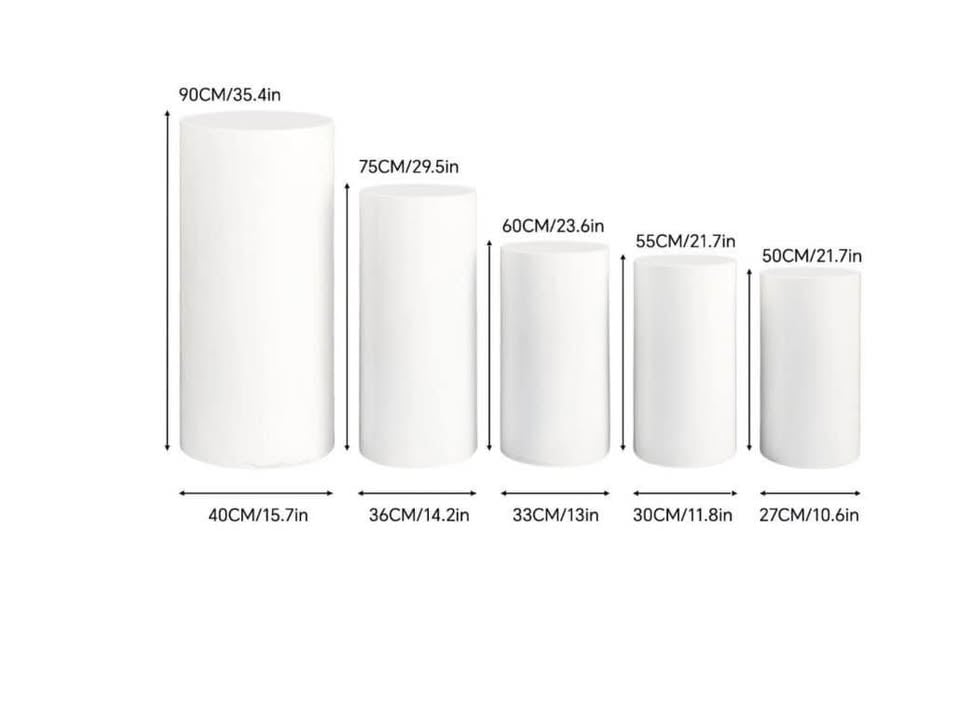 White cylinder plinths Hire only!! photo 4
