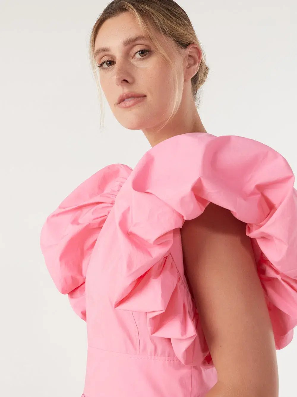 Commonry Cotton Statement Sleeve Dress Petal Pink Size XL / AU 20 photo 2