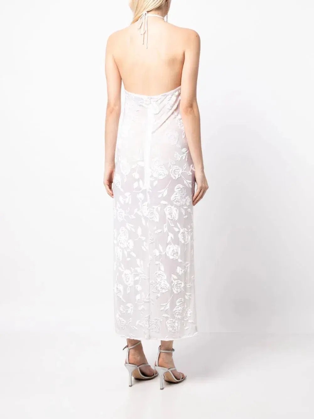 Magda Butrym Flower Applique Ivory Midi Dress White Size 34/AU 6 photo 3