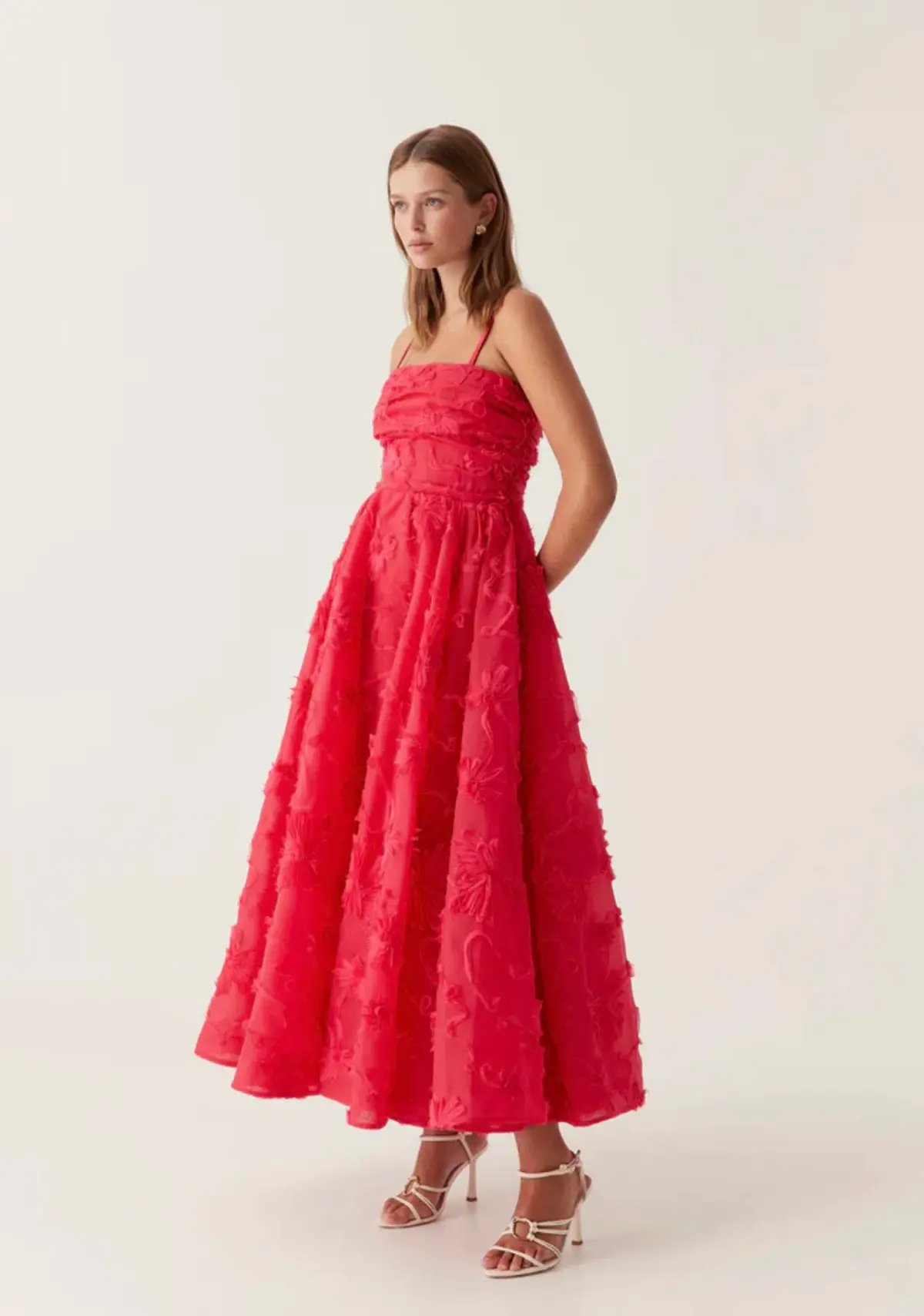 Aje Evangeline Cornelli Maxi Dress Bougainvillea Red Size 10 photo 2