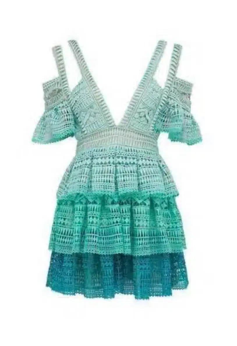 Thurley Wind Chimes Dress Ombre Green Mint Size 8 photo 2