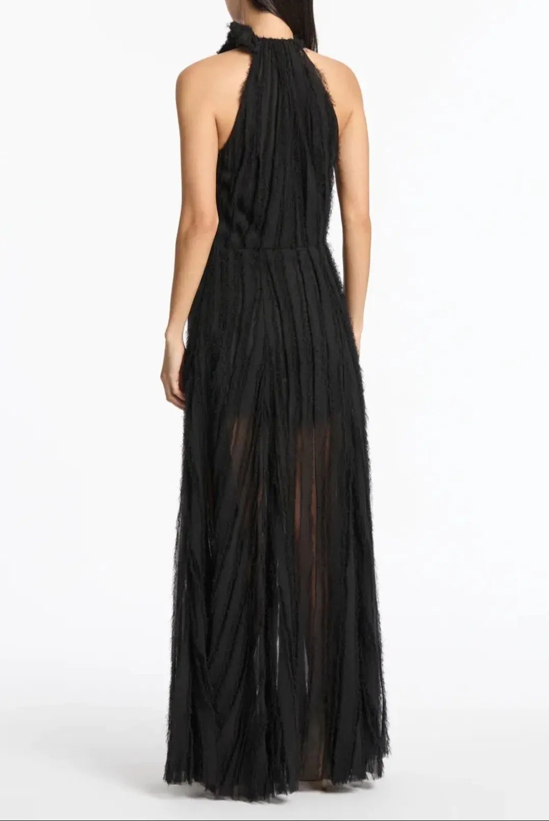 Carla Zampatti Shredded Tulle Halter Gown Black Size 14 photo 3