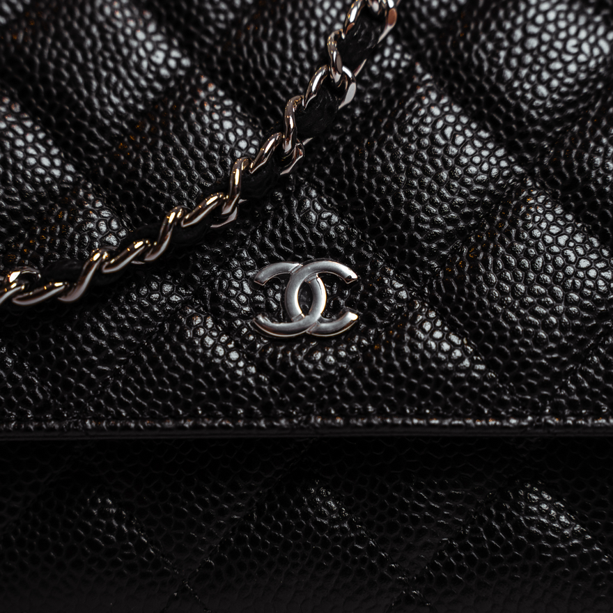 Chanel Black And Silver Classic Wallet On Chain Bag photo 2
