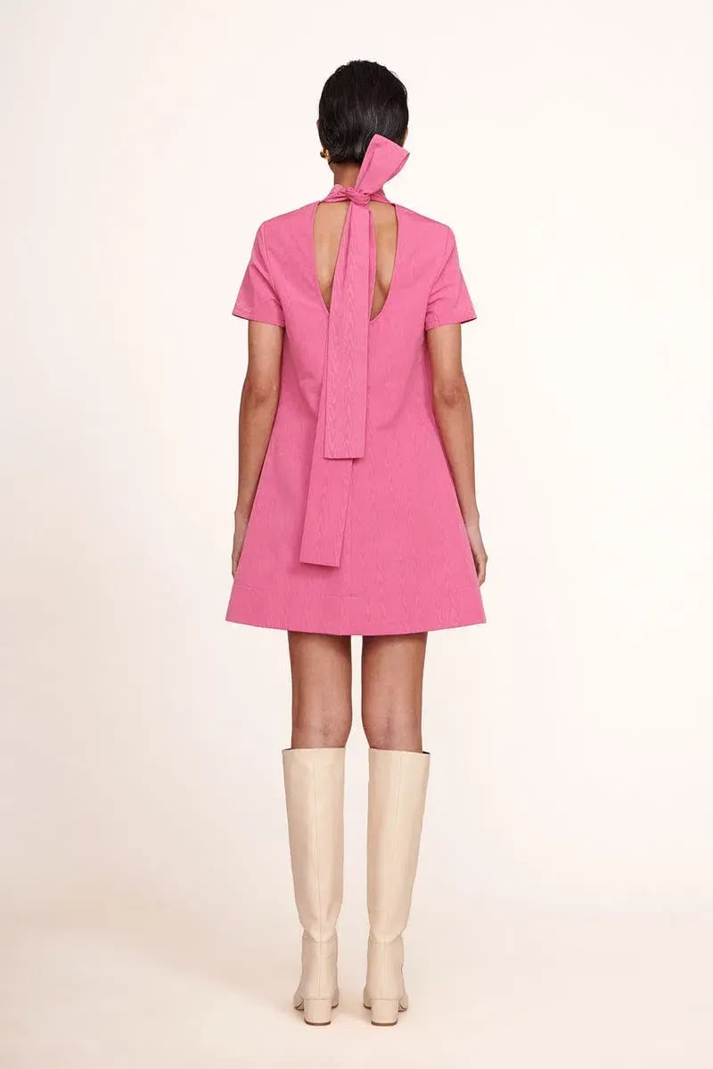 Staud Mini Ilana Bow Neck Dress Pink Size M/AU 10 photo 2