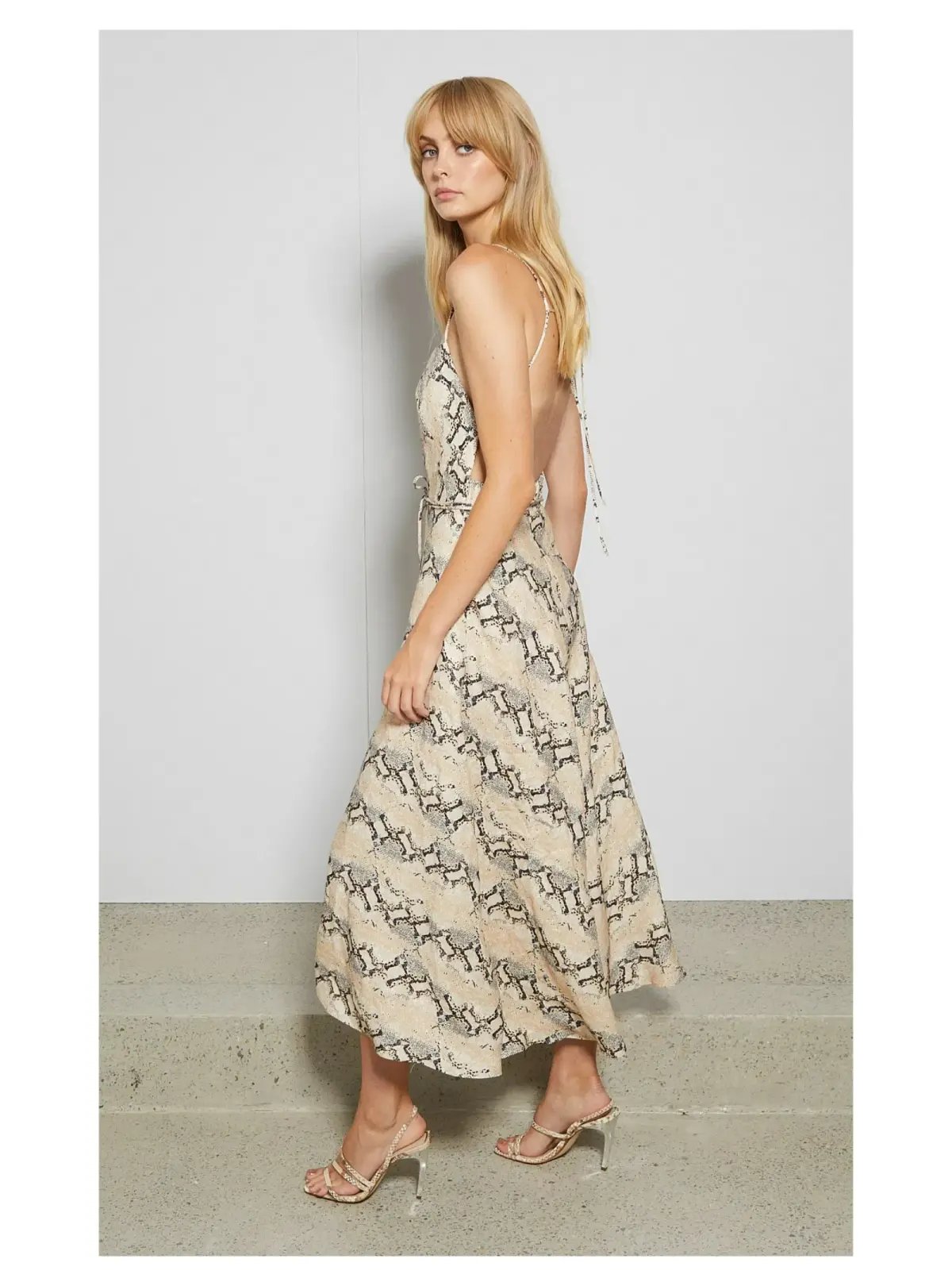 Bec & Bridge Franco Midi Dress Snakeskin Print Size AU 8 photo 2