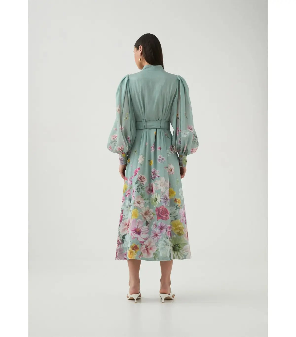 Aje Fleur Shirt Dress Mist Collage Floral Size 10/M photo 7