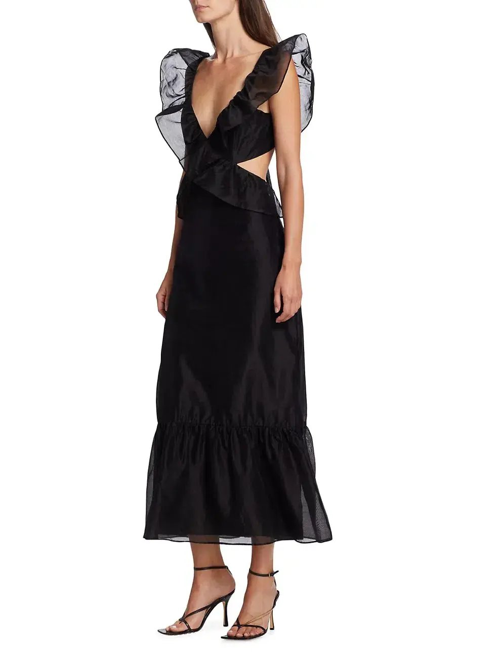Sir the Label Franc Frill Midi Dress Black Size 0/AU 6 photo 2