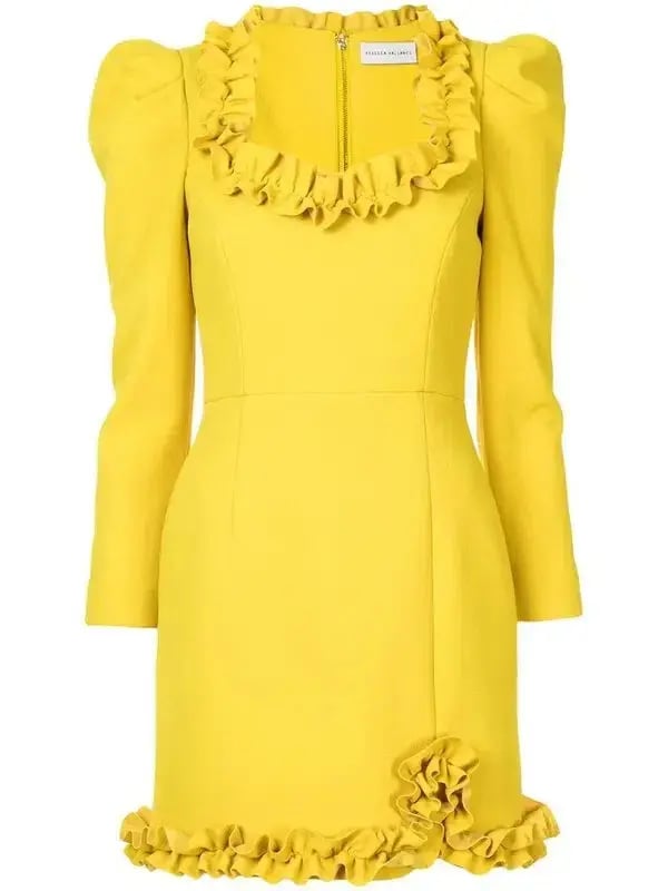 Rebecca Vallance Baci Long Sleeve Mini Dress Yellow Size 12 photo 3