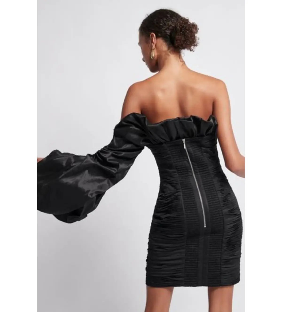 Aje Allégro Tucked Puff Dress Black Size 6 photo 2