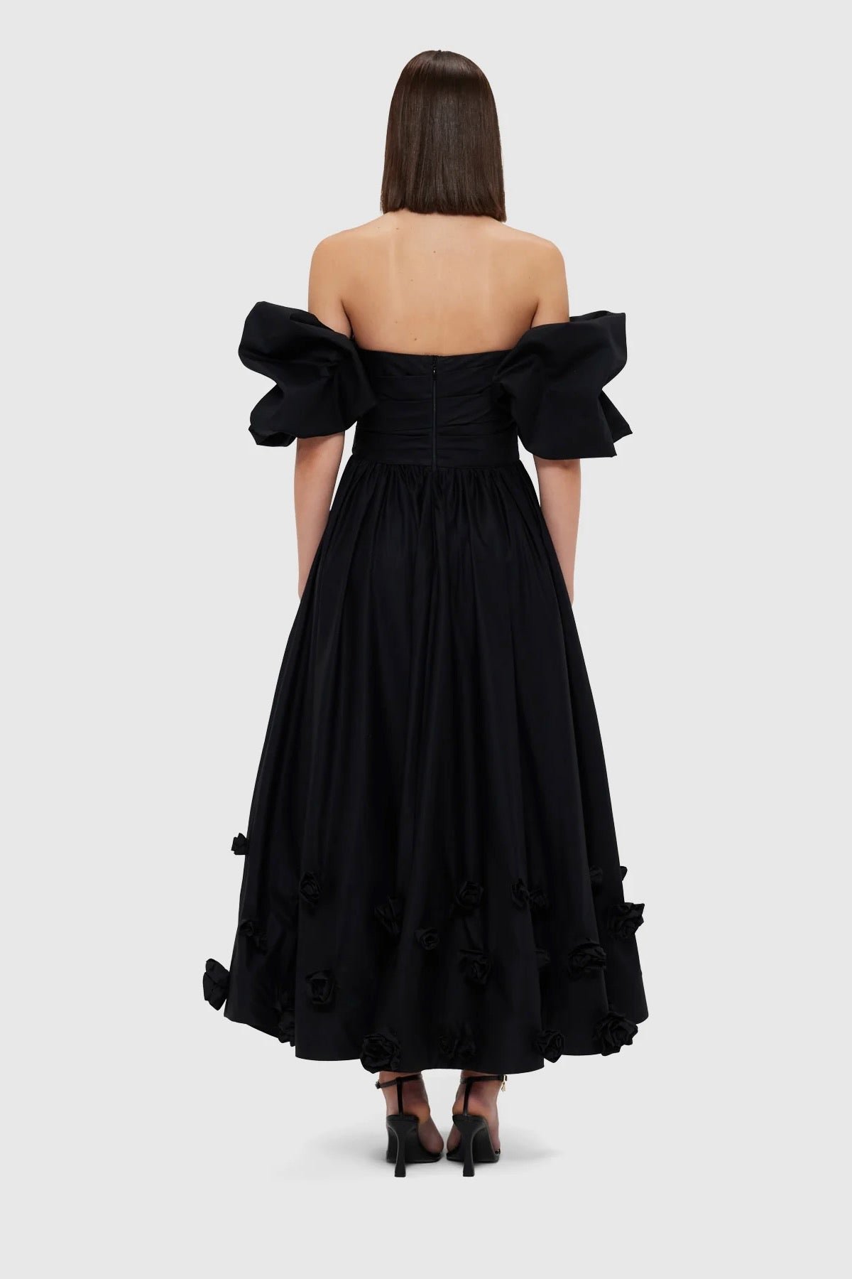 LEO LIN MIRANDA ROSE MIDI DRESS - EBONY photo 7