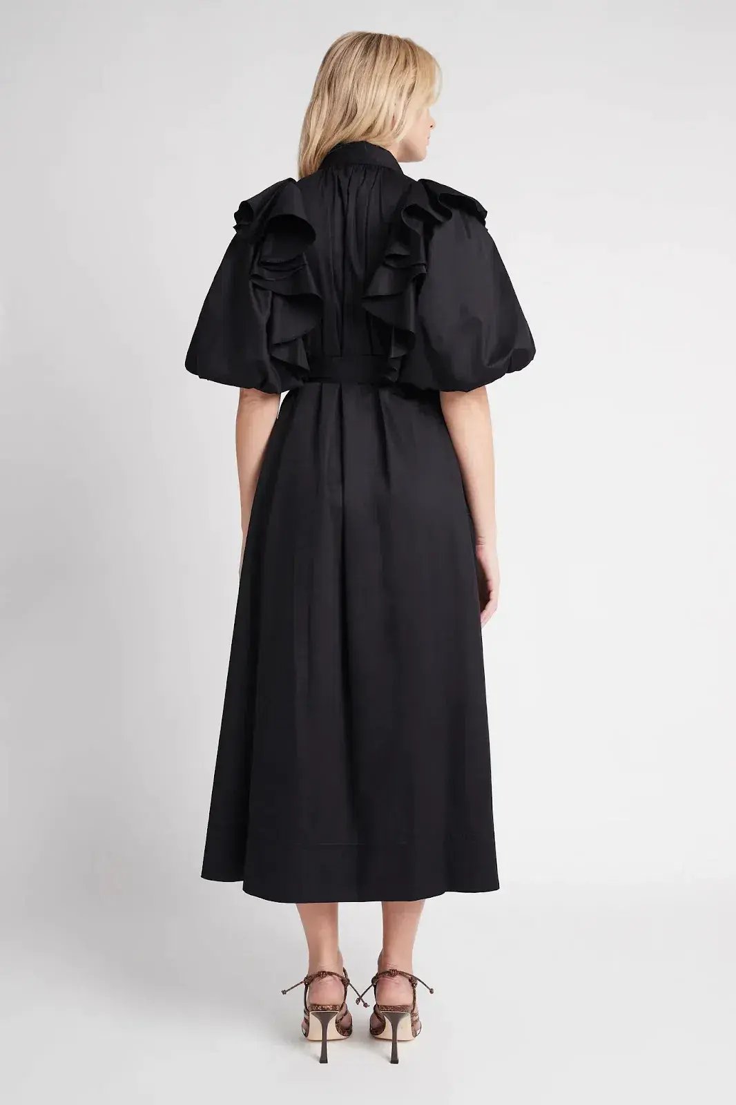 AJE  Poised Frill Sleeve Midi Dress Black Size 10 photo 3