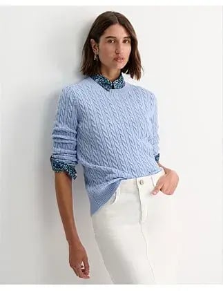 Sportscraft Merino Wool Baby Cable Sweater Pale Blue Size AU 8 photo 2