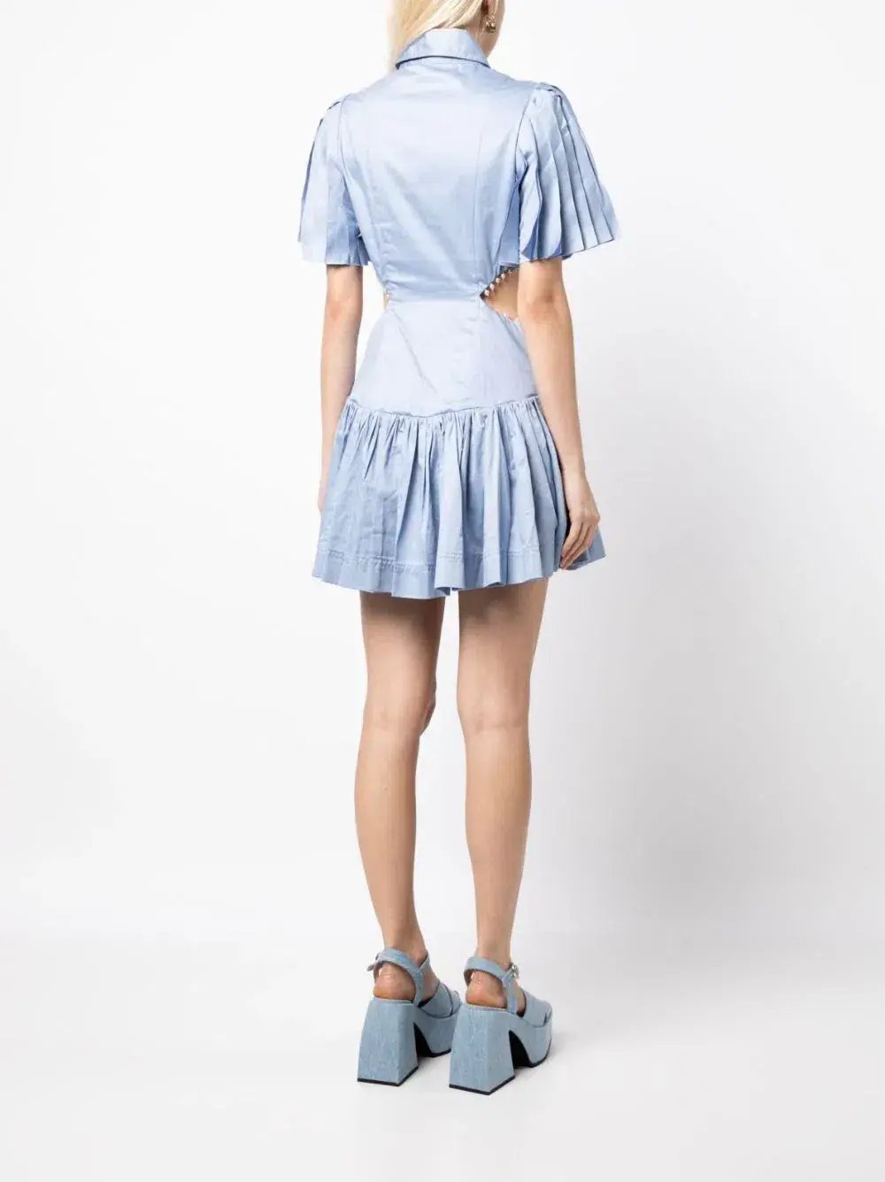 Aje Mythos Pearl Waist Mini Dress Steel Blue Size 10 photo 3