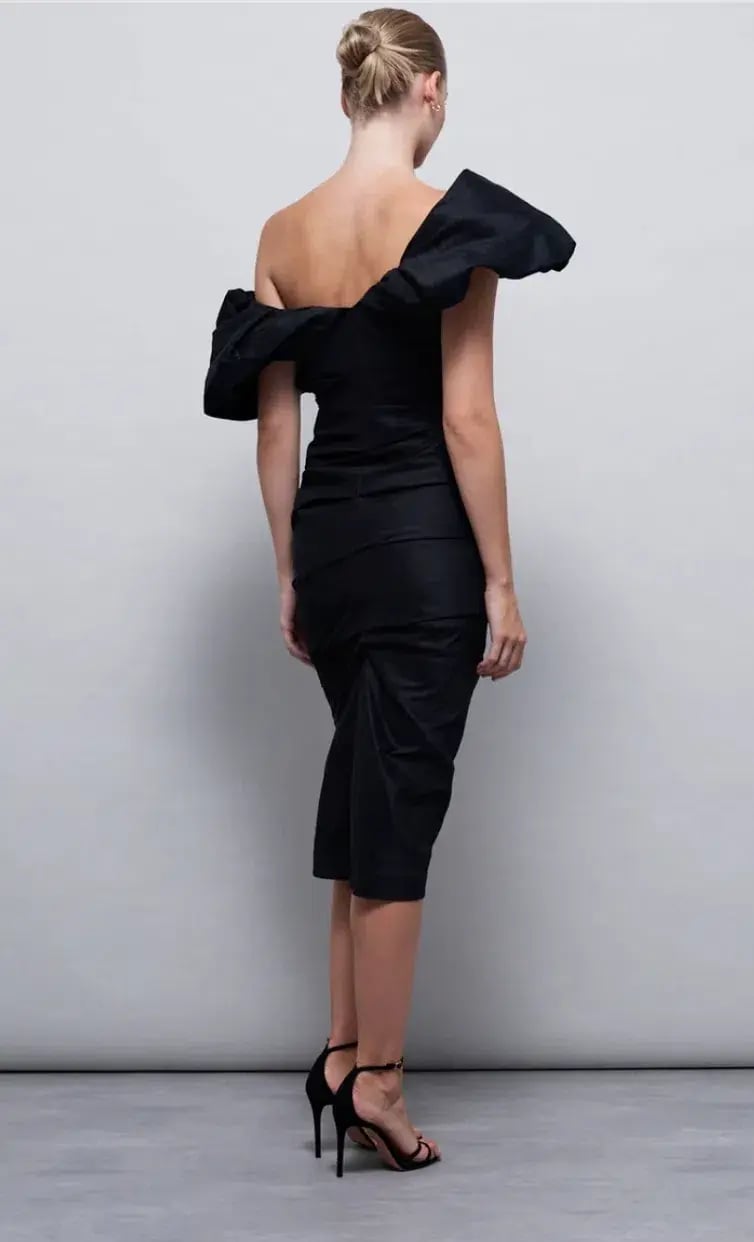 Rachel Gilbert Frey Midi Dress Black 5/AU16 photo 4