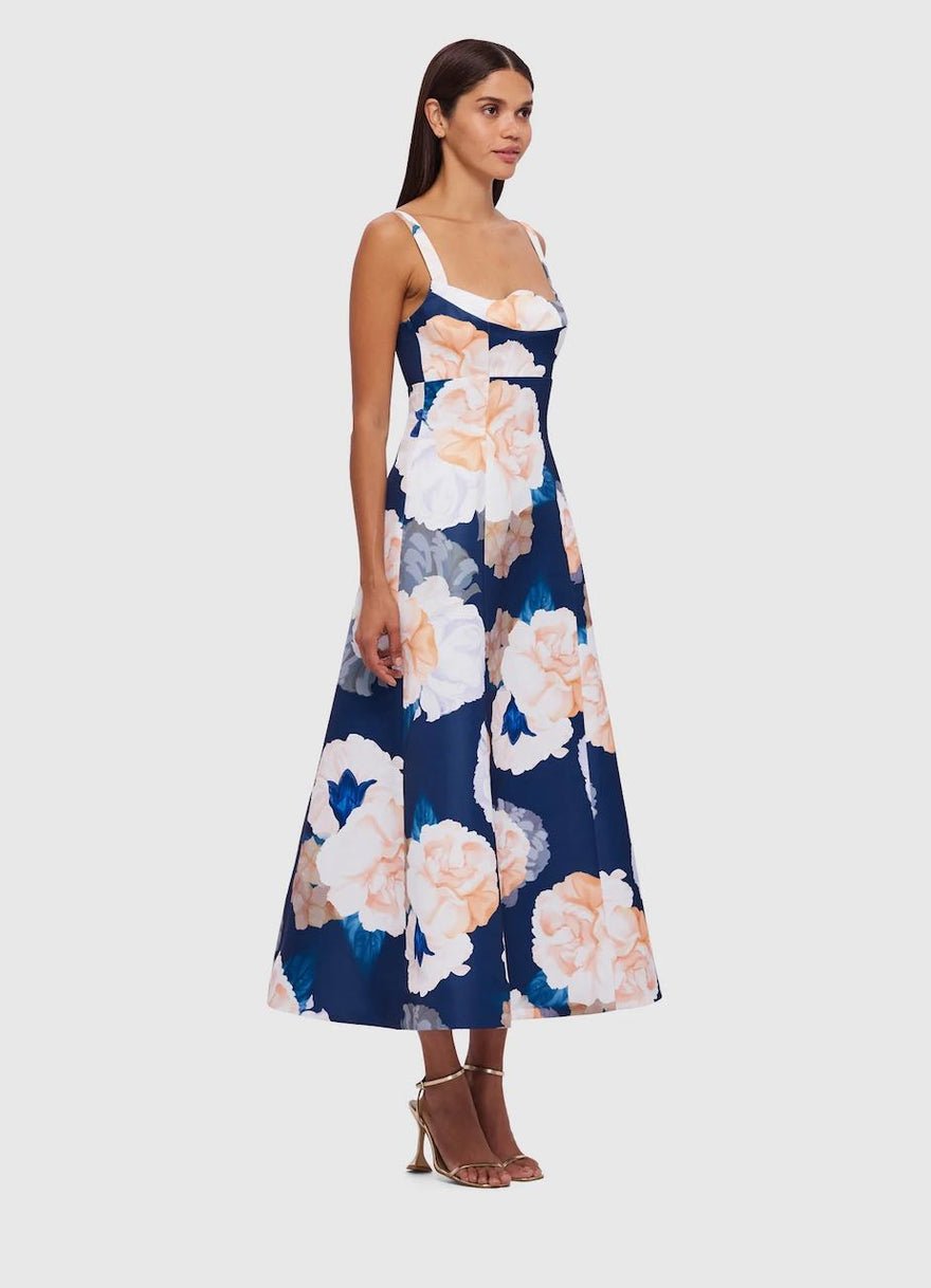 Leo Lin Odette Midi Dress - Rosebud Print in Navy photo 2