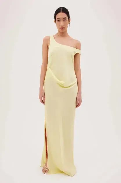 Bianca Spender Leonora Satin Crepe Dress Lemon Size 1 / Au 8 photo 2
