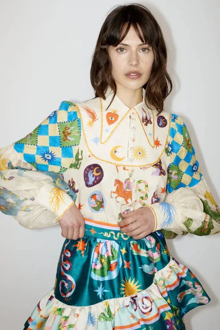 Alemais Lou Balloon Sleeve Shirt Multi Size 14 photo 2
