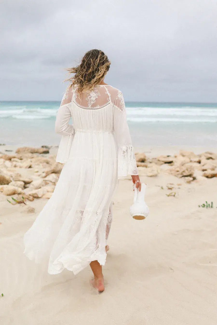 Coven & Co Boho Maternity Full Moon Lace Gown White Size M / AU 12 photo 7