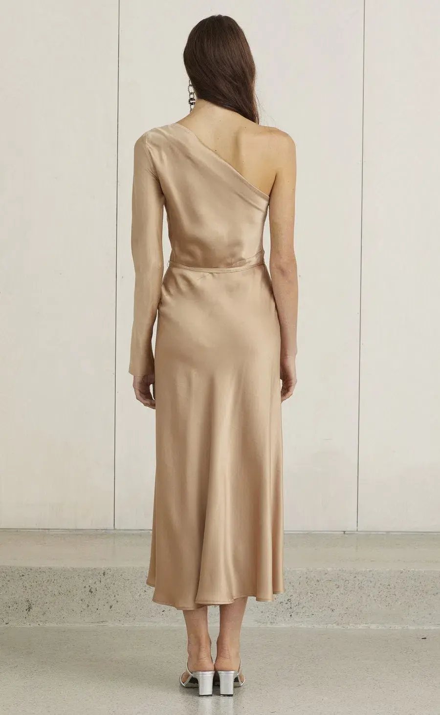 Bec and Bridge Classic One Shoulder Dress Gold Size 8 photo 3