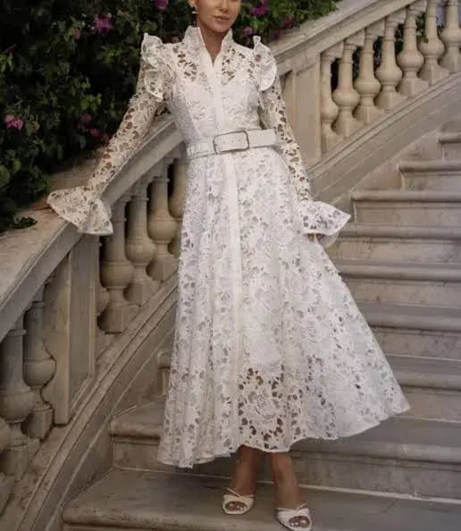 Leo Lin Aliyah Lace Butterfly Sleeve White Size AU 10 photo 3