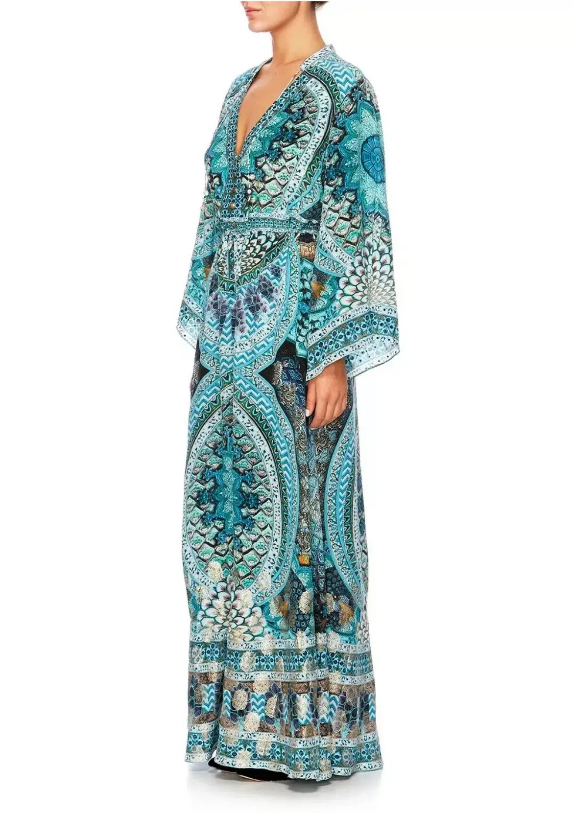 Camilla Drawstring Button Up Dress Turn On The Charm Print Size L photo 10