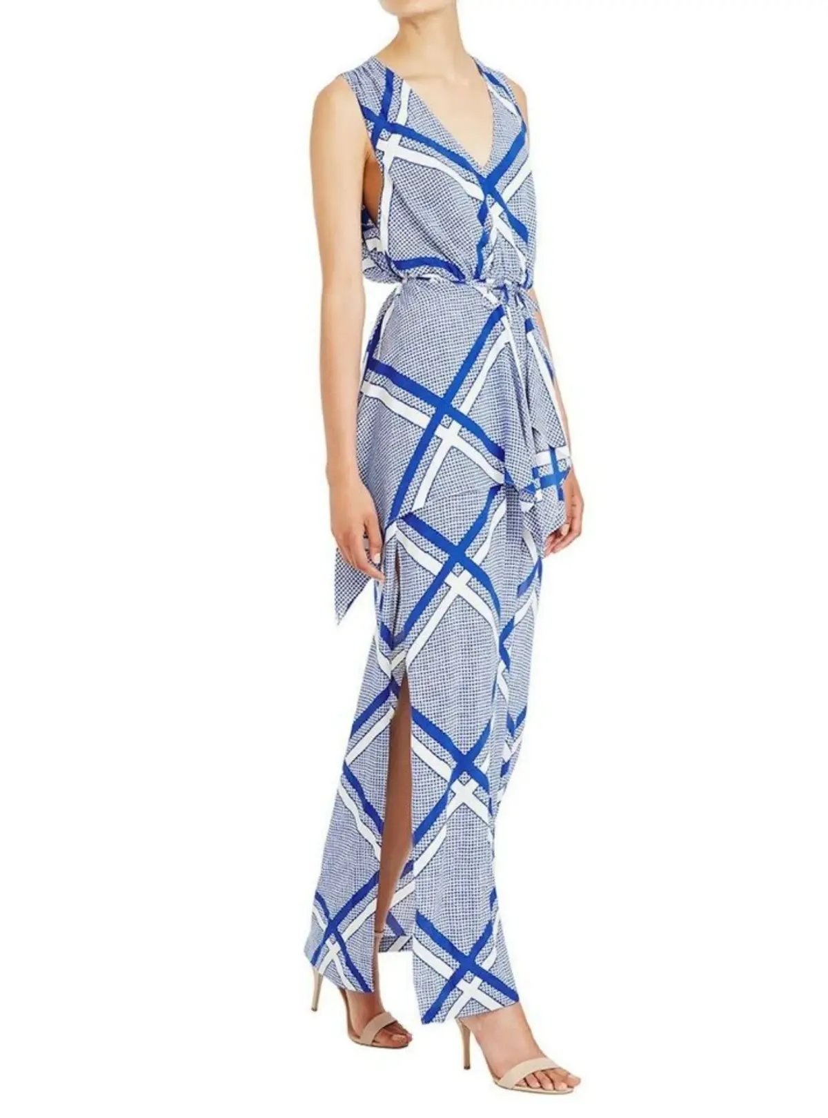 Sass & Bide The Flight Geometric Maxi Dress Blue/White Size AU 12 photo 2