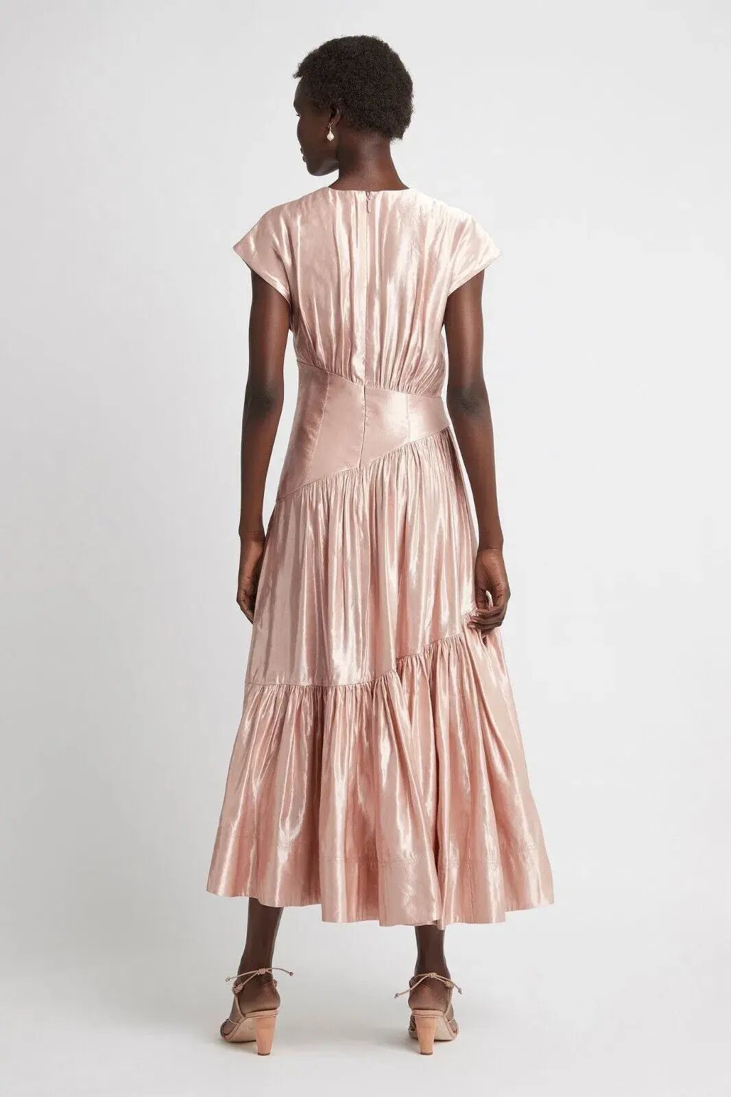 Aje Serendipity Reflection Midi Dress Metallic Pink Size 4 photo 2