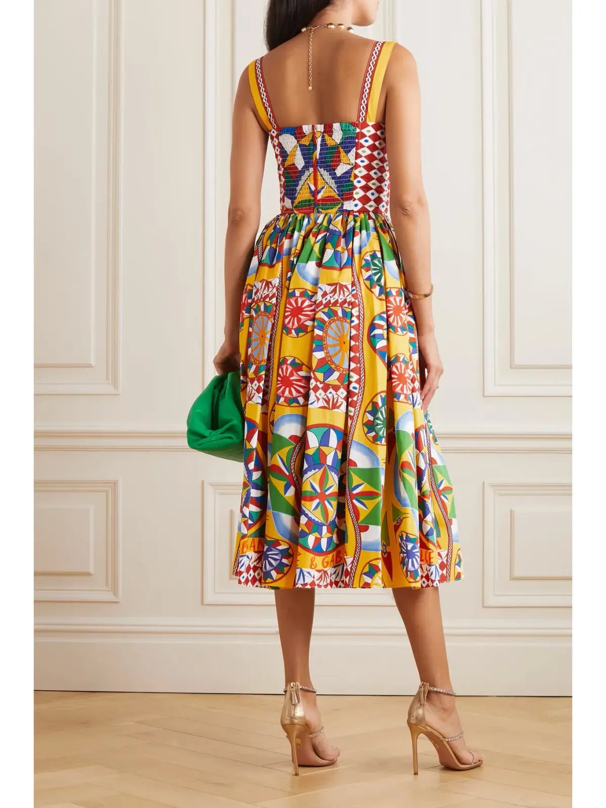 Dolce & Gabbana Carretto Graphic Print Midi Dress Multi Size 8 photo 2
