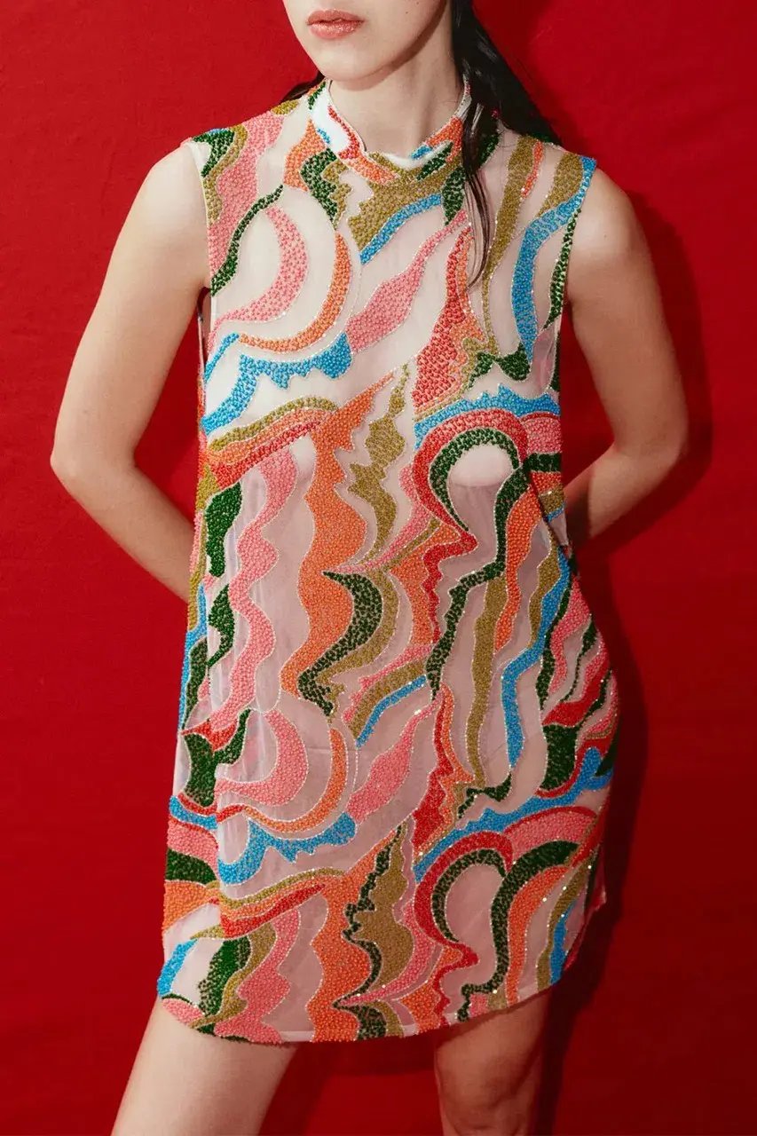 Alemais The Five Bead Embellished Mini Dress Multi Size 10 AU photo 4
