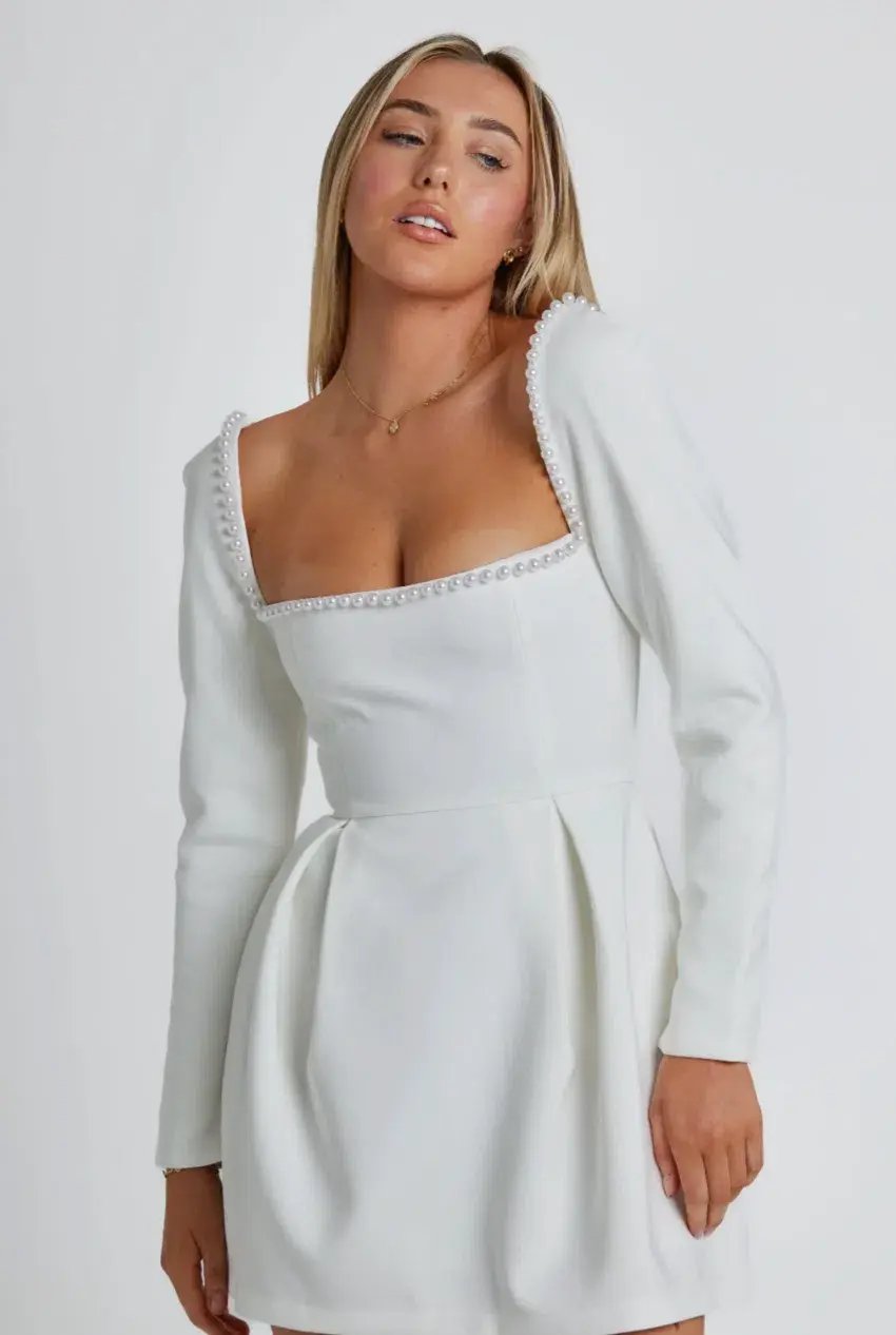 Odd Muse Ultimate Muse Pearl Mini Dress White Size 10 photo 2