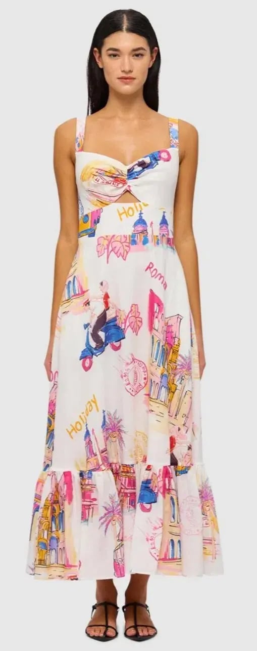 Leo Lin Lexi Ruched Bust Midi Dress in Fiesta Print Size 12 photo 5