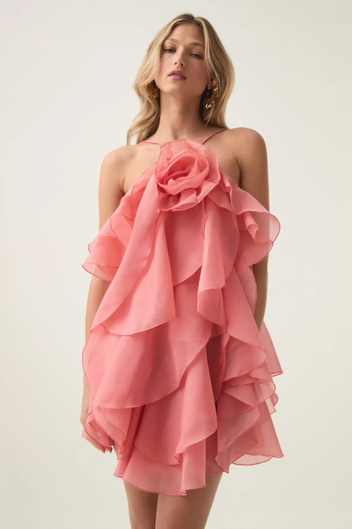 Aje Pandorea Layered Mini Dress Washed Coral Size 10 photo 4