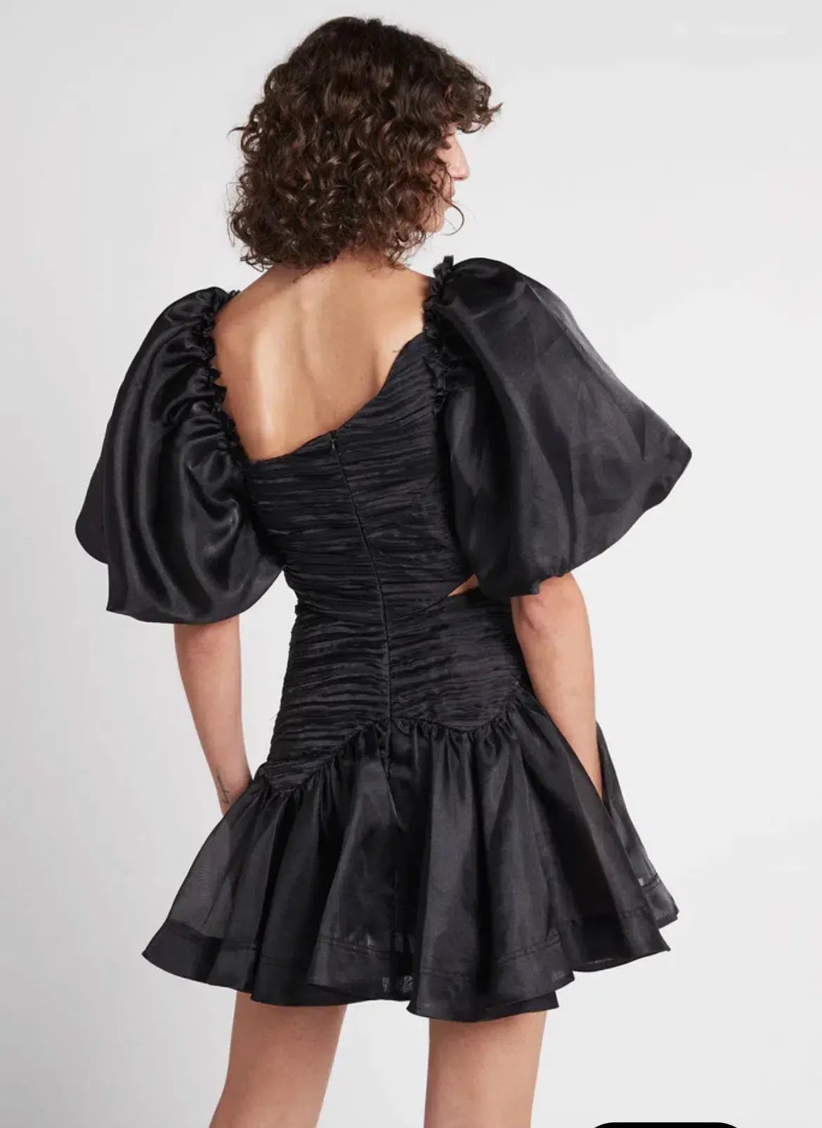 Aje Joan Puff Sleeve Mini Dress in Black - Size 8 photo 3