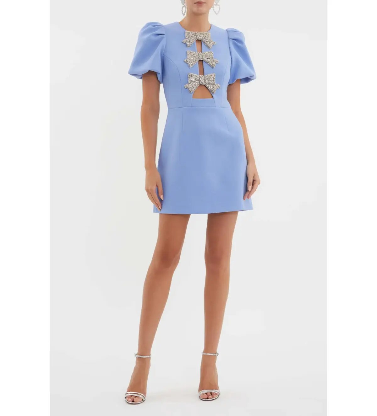 Rebecca Valance Juliana Puff Sleeve Mini Dress in Blue Size AU 4 photo 4