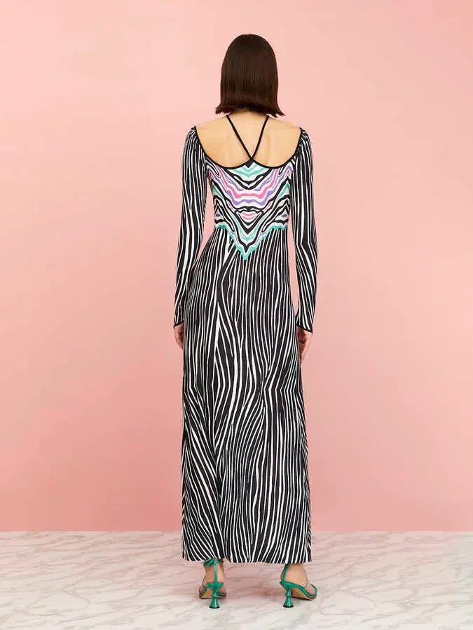Nocturne Long Sleeve Long Dress Zebra Pattern Size XS / AU 6 photo 2