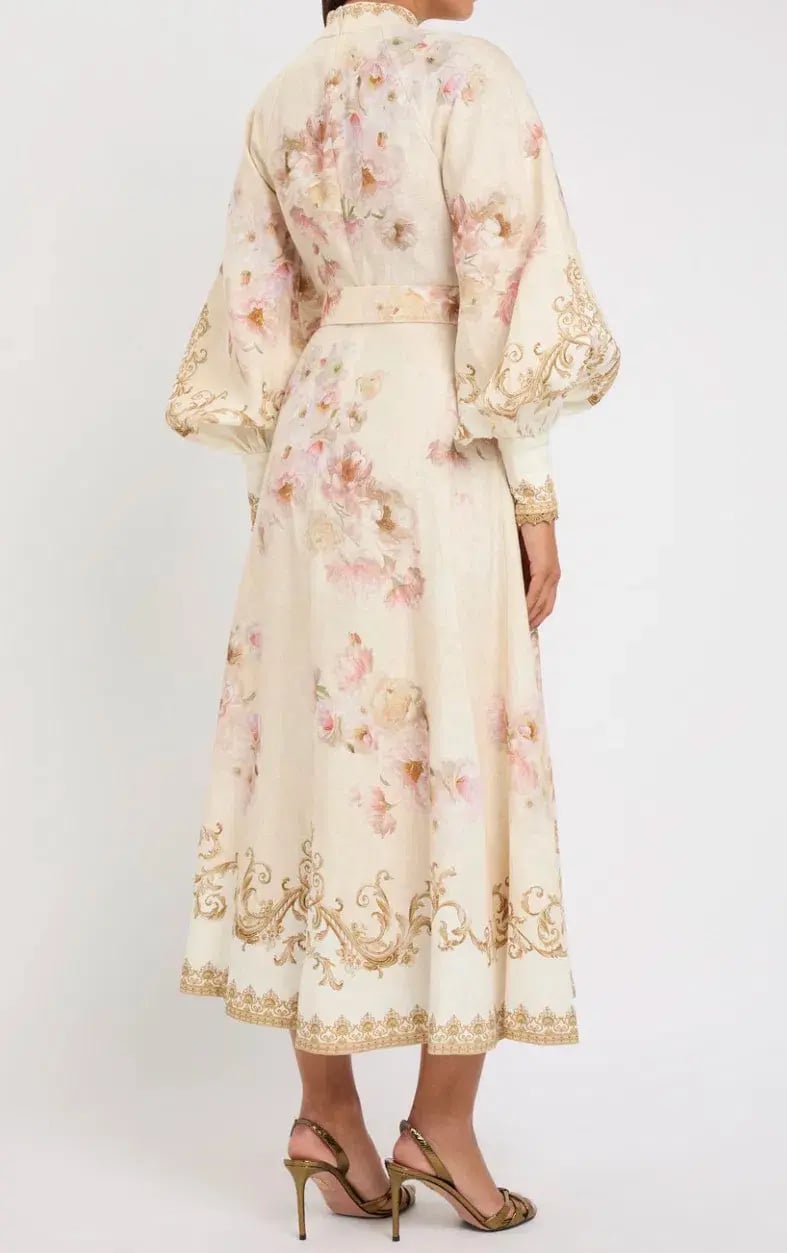 Zimmermann Hypnotic Buttoned Midi Dress White Peony Size 3 au 14 photo 3