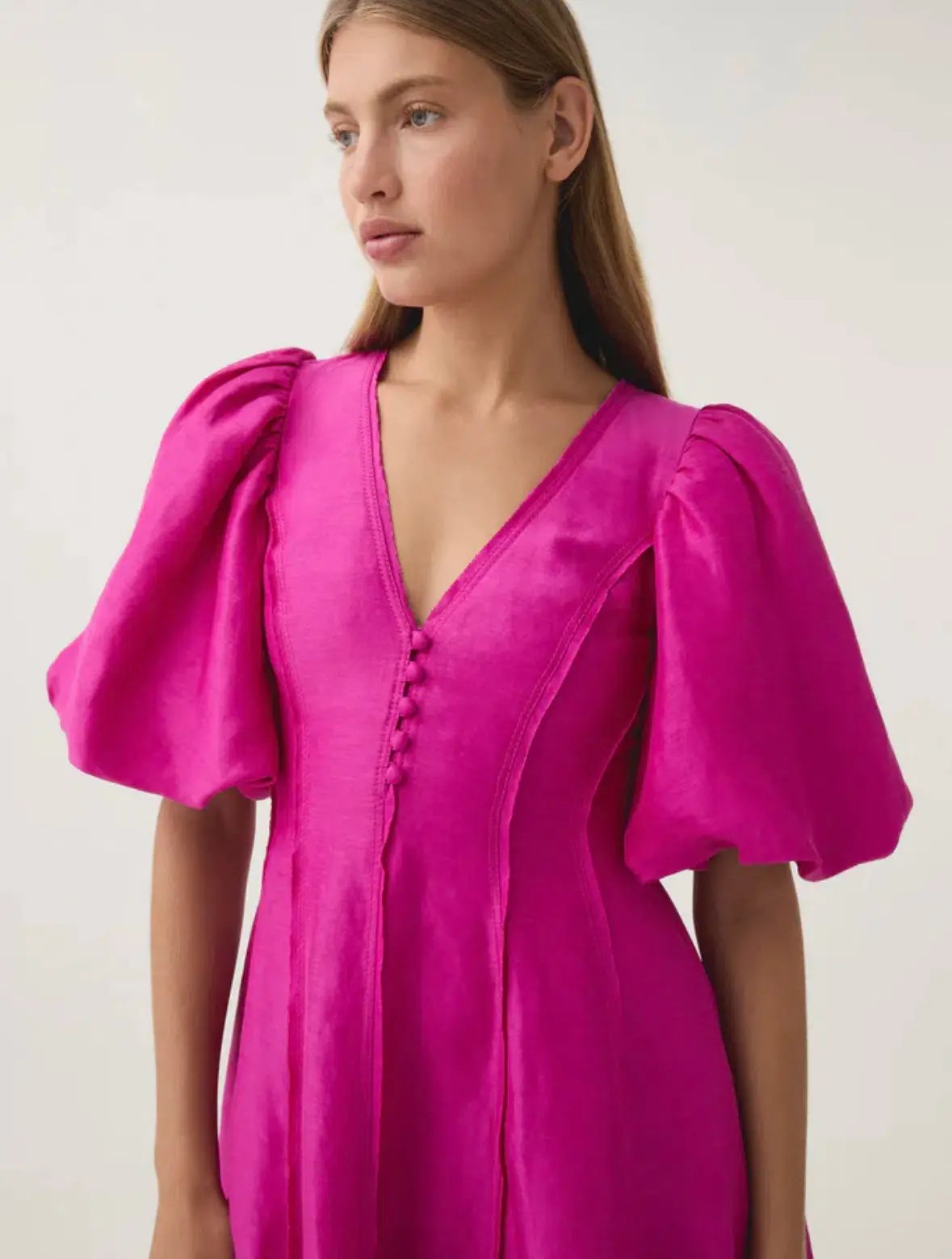 Aje Dusk Puff Sleeve Midi Dress in Deep Magenta Size S / AU 8 photo 4