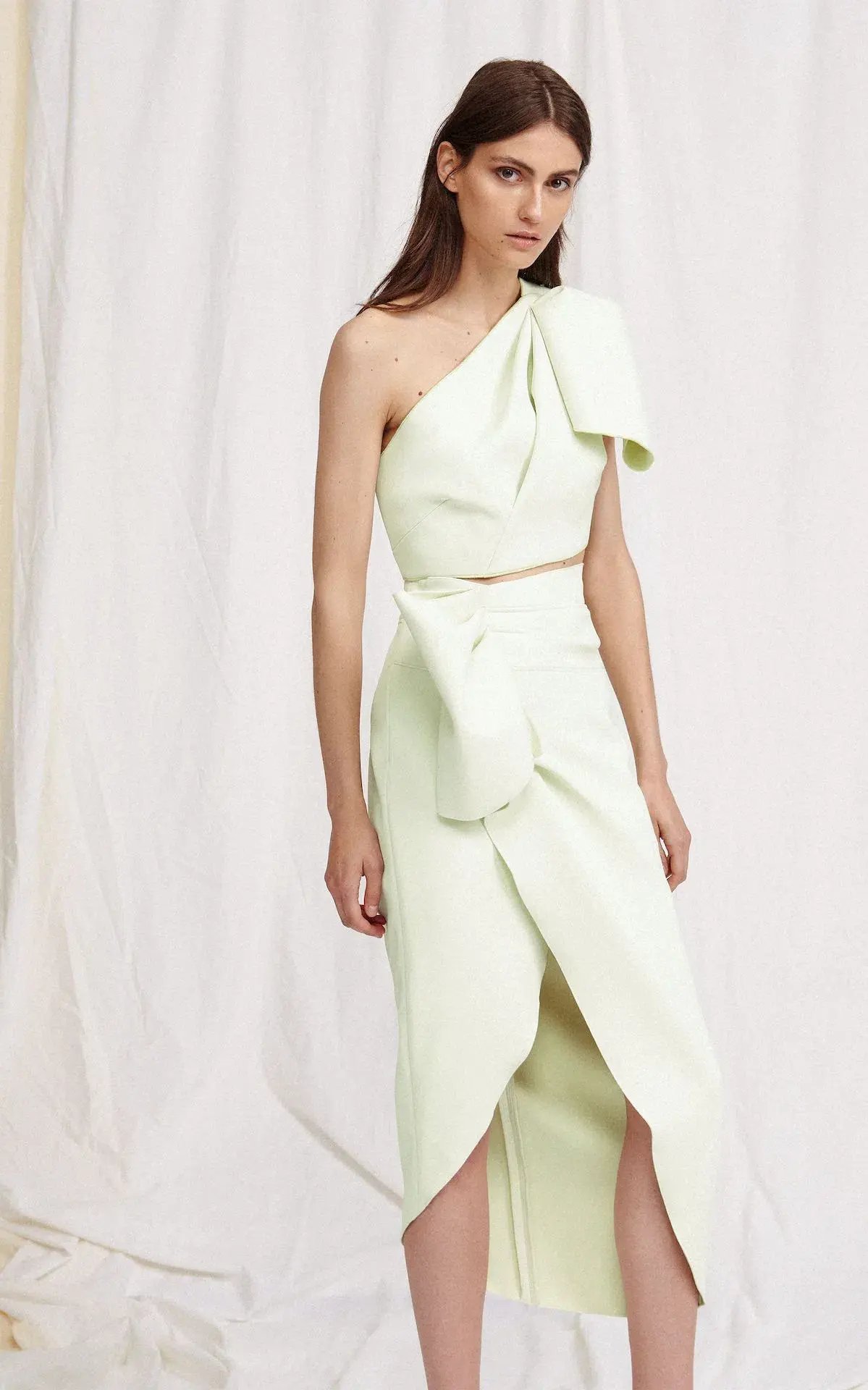 Acler Mancroft One Shoulder Top and Midi Skirt Set Mint Green Size 8 photo 3
