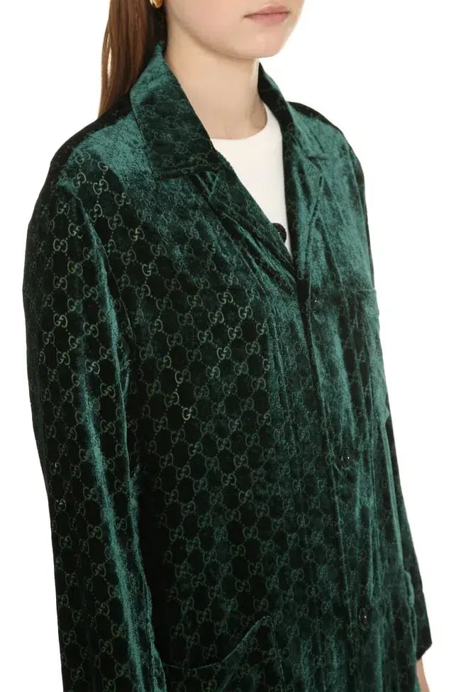 Gucci Velvet GG Monogram Set Shirt and Pants Size 6/XXS photo 5