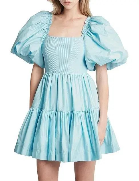 Aje Casa Puff Sleeve Mini Knit Dress Ice Blue Size 6 photo 4