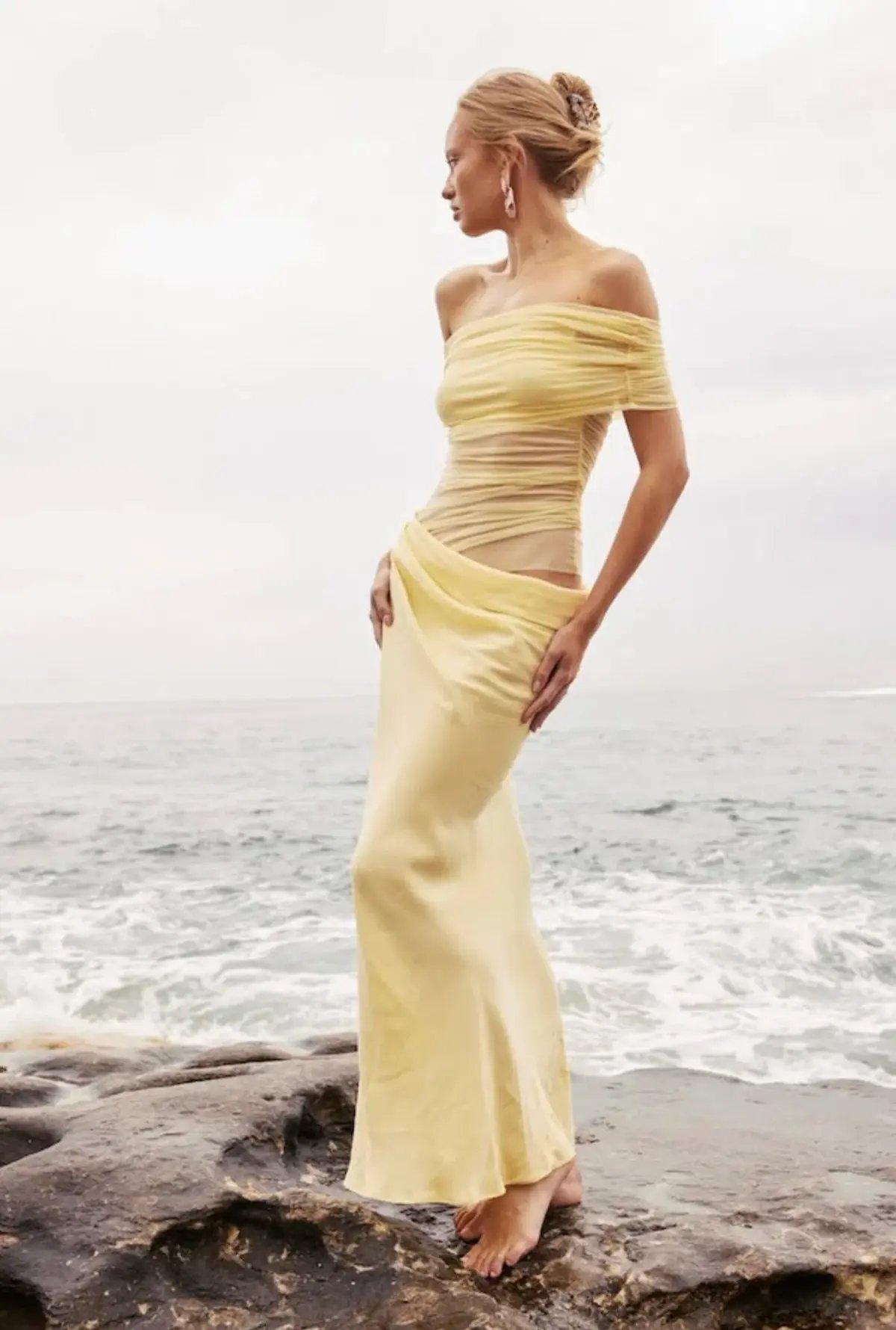 Benni Nico Off Shoulder Maxi Dress in Butter Size AU 8 photo 5