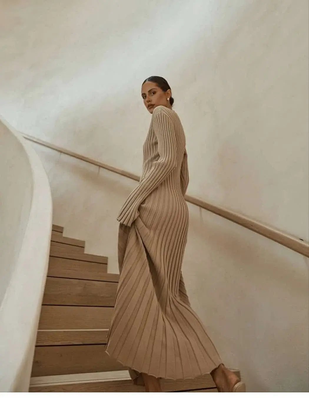 Dissh Reign Sleeved Knit Midi Dress Beige Size AU 12 photo 2