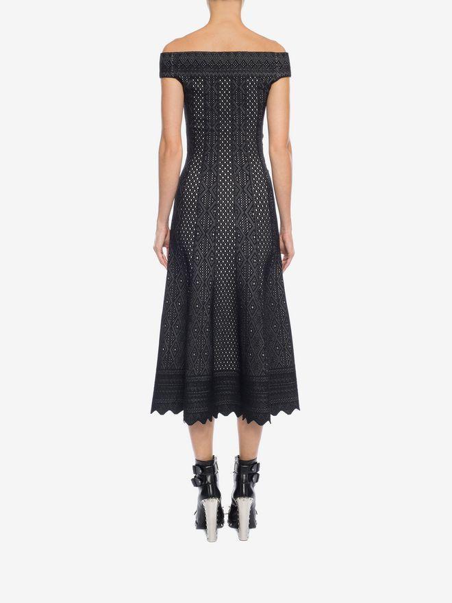 Alexander McQueen Off the Shoulder Jacquard Lace Dress Size 12 photo 3