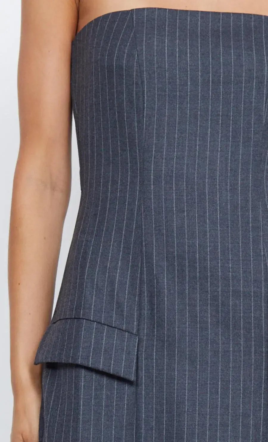 Bec & Bridge Pine Strapless Maxi Dress in Charcoal Pinstripe Size 8 photo 3