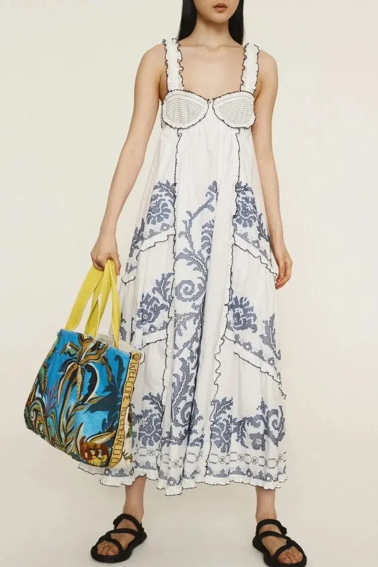 Alemais Hazel smocked embroidered midi dress size 14 photo 3