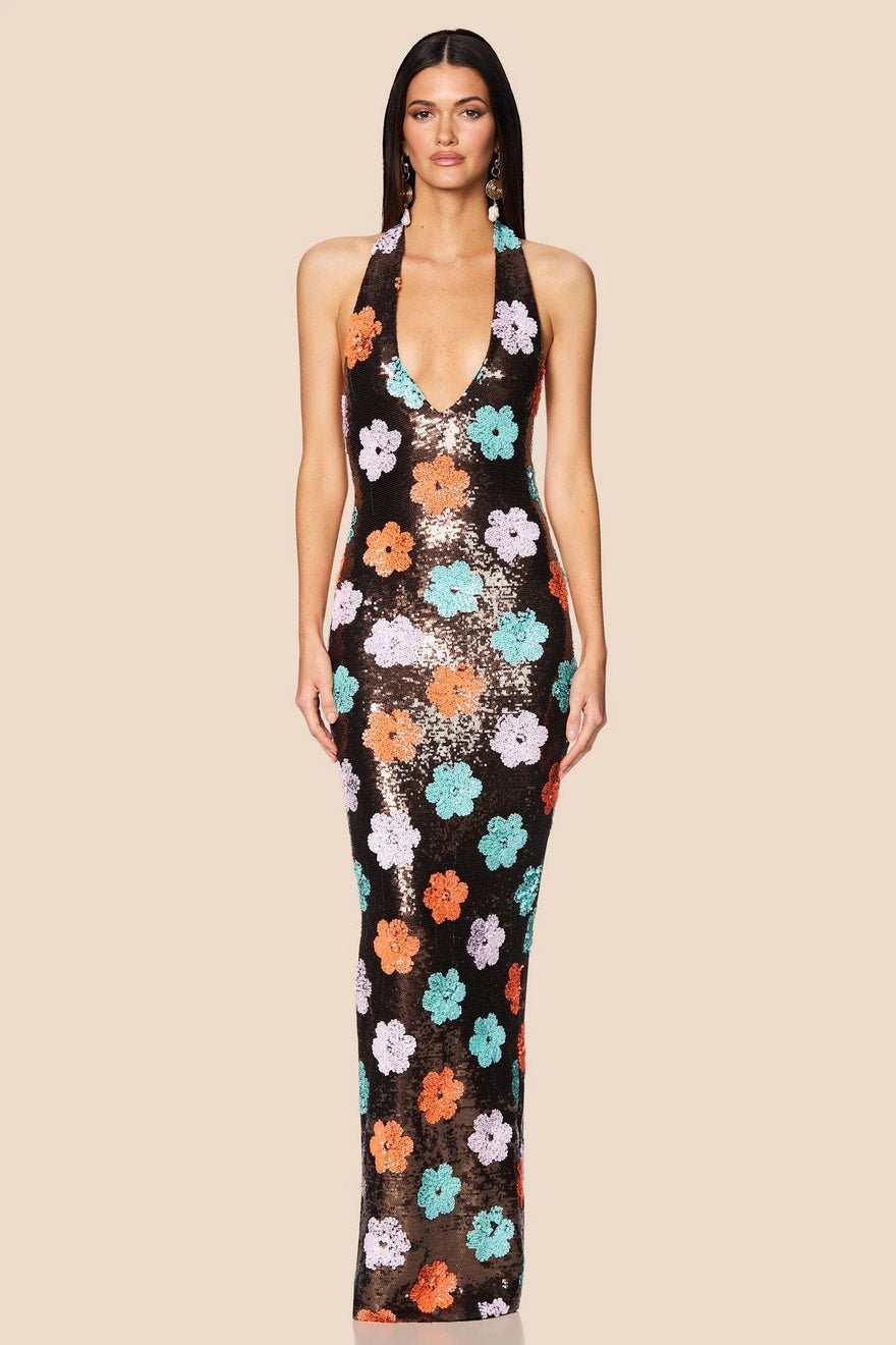 Nookie Sienna Halter Gown - Floral Sequin photo 4