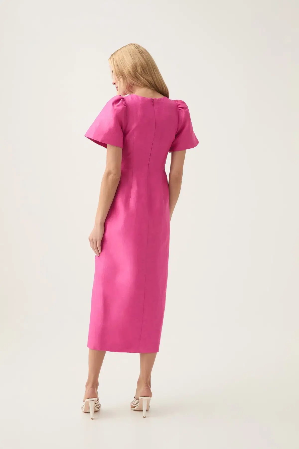 Aje Presence Twisted Midi Dress Pink Size 12 photo 4
